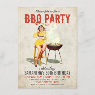 Invitation vintage 2 d'anniversaire de BBQ