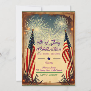 Invitation vintage 4 juillet BBQ Party