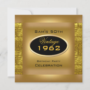 Invitation Vintage 50e Gold Black Anniversaire fête Élégante