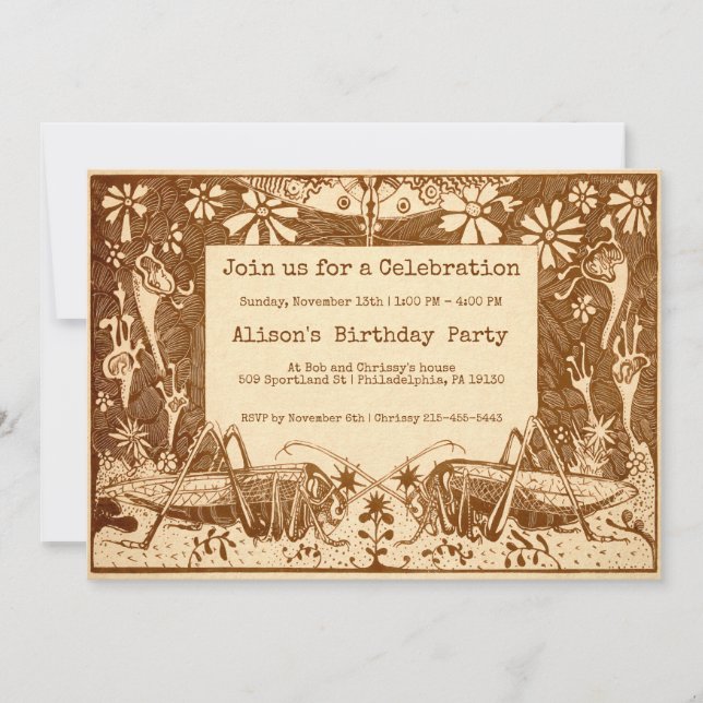 Invitation vintage à la fête personnalisable Grass (Devant)