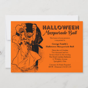 Invitation Vintage à la mascarade du bal d'Hallowe