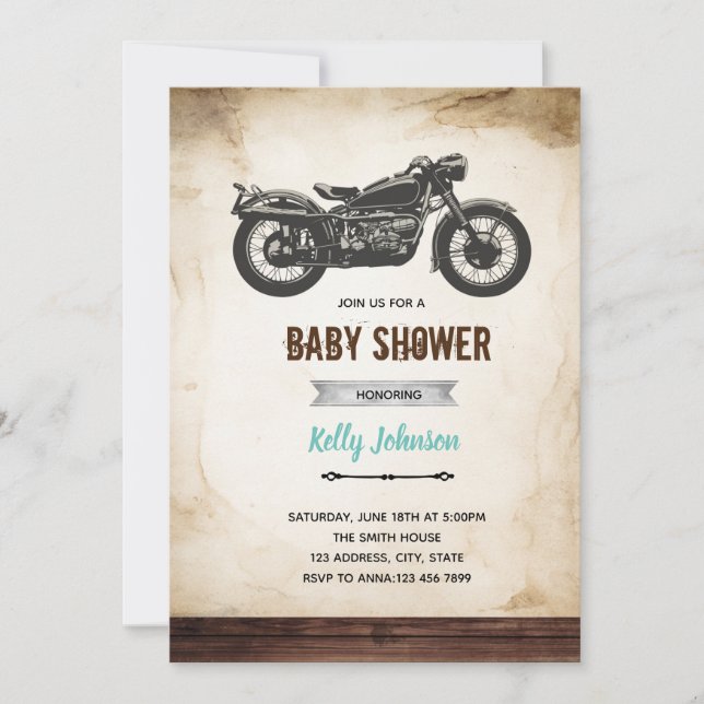 Invitation vintage à l'anniversaire de la douche m (Devant)