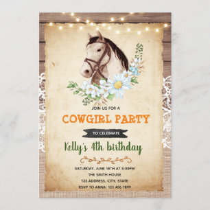 Invitation Vintage à l'anniversaire du cheval
