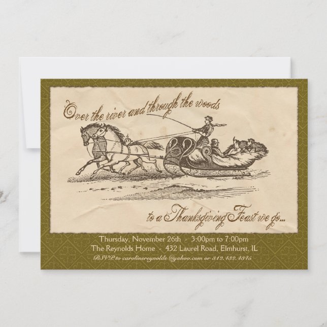 Invitation Vintage à Thanksgiving - Green (Devant)