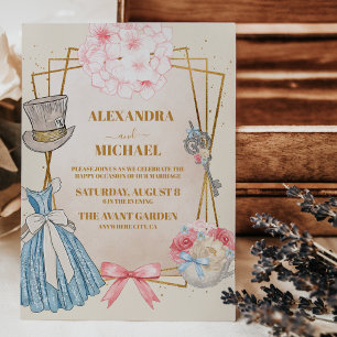Invitation Vintage Alice au pays des merveilles Mariage