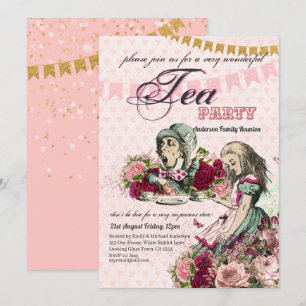 Invitation Vintage Alice au Pays des merveilles Tea Party