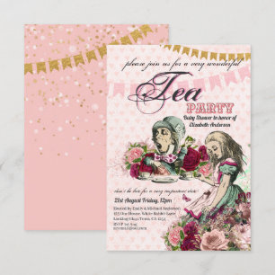 Invitation Vintage Alice au Pays des merveilles Tea Party