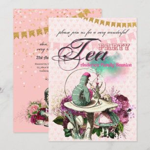 Invitation Vintage Alice au Pays des merveilles Tea Party