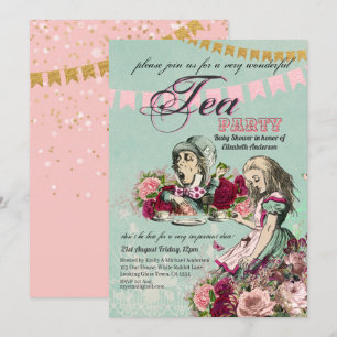 Invitation Vintage Alice In Wonderland Tea Party BABY SHOWER