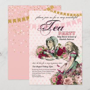Invitation Vintage Alice In Wonderland Tea Party BABY SHOWER