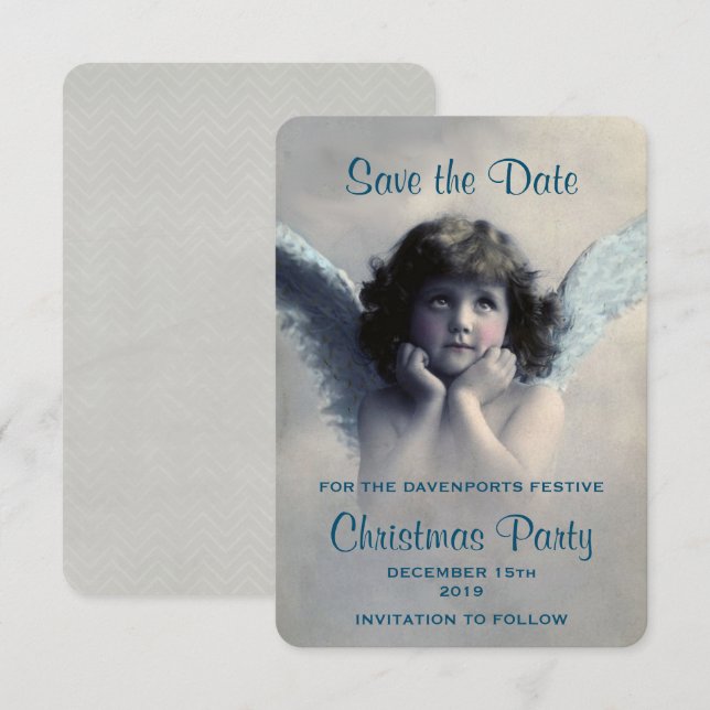 Invitation Vintage Angel Retro Noël (Devant / Derrière)