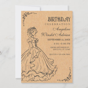 Invitation Vintage anniversaire de princesse