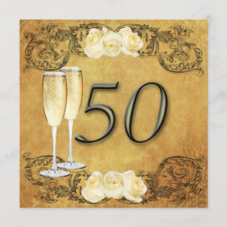 Invitation Vintage Anniversaire Doré