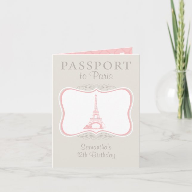 Invitation vintage Anniversaire Paris Passport (Devant)