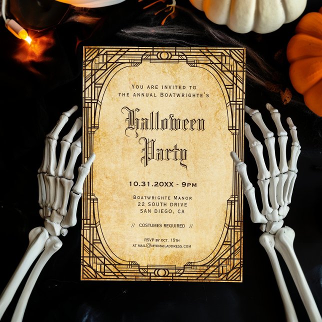 Invitation Vintage antique classique Halloween (Créateur téléchargé)