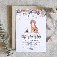 Vintage aquarelle Cavapoo Chien fête d'anniversair