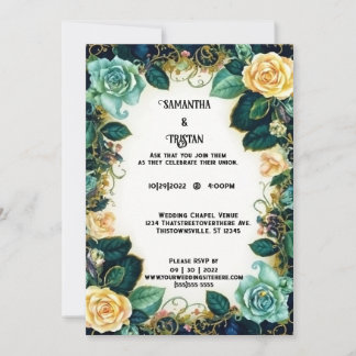 Invitation Vintage Aquarelle Rose Gold Trier Mariage