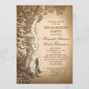 Invitation vintage arbre vieux rustique de fiançailles invita