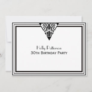 Invitation Vintage Art Déco Cadre noir blanc #1 H Anniversair