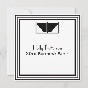 Invitation Vintage Art Déco Cadre noir blanc #2 LP Anniversai