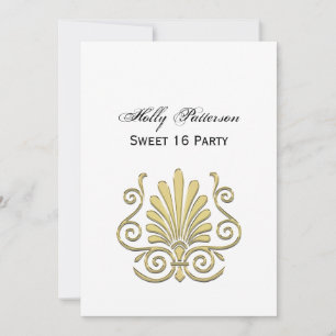 Invitation Vintage Art Déco Gold Plume Arabesque
