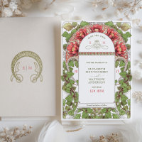 Vintage Art Nouveau Lotus rouge Enregistrer la dat