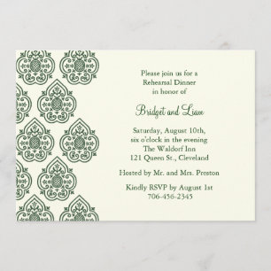 Invitation Vintage au dîner de répétition de Damas