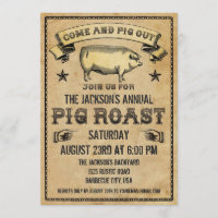 Invitation vintage au rôti de porc