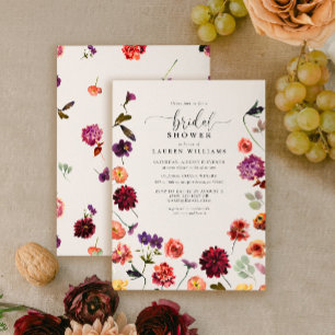 Invitation Vintage Automne Jardin Fleurs Script Fête des mari