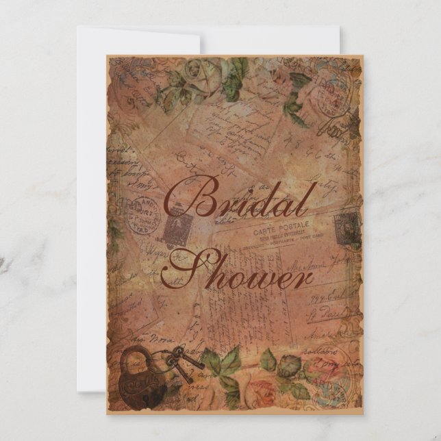 Invitation Vintage avec Serrure et Clés (Devant)