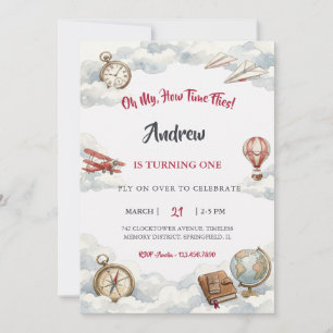 Invitation Vintage Aviation Travel Oh Mon Dieu Comme le Temps