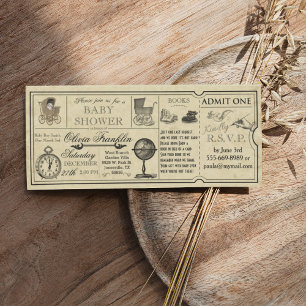 Invitation vintage Baby shower de billets