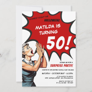 Invitation Vintage bande dessinée Halloween Surprise 50e anni