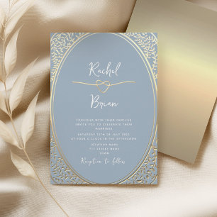 Invitation Vintage Baroque Dusty Mariage bleu