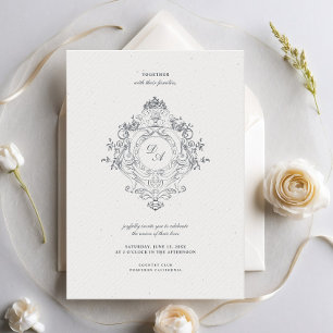 Invitation Vintage baroque ornement crête minimaliste Mariage