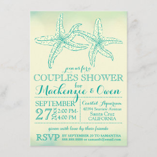 Invitation Vintage Beach Starfish Couples Wedding shower