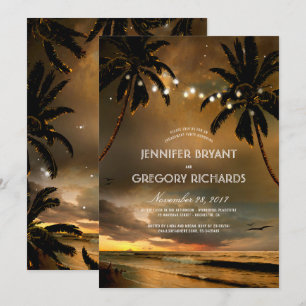 Invitation Vintage Beach Sunset Palm Lights