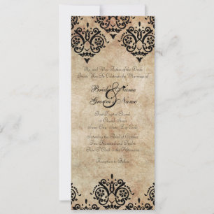 Invitation Vintage Black and Ivory Mariage damassé
