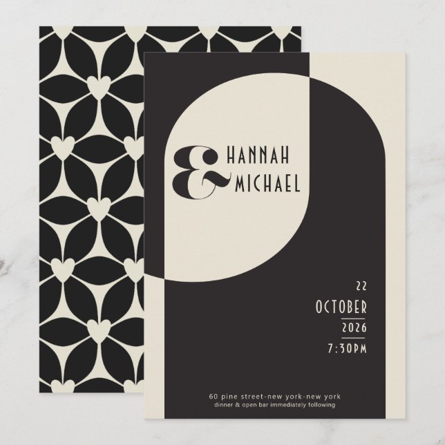 Invitation vintage Black Bone Deco (Devant / Derrière)
