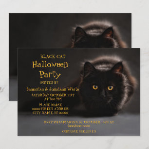 Invitation Vintage Black Cat Éffrayant Evil Halloween Party