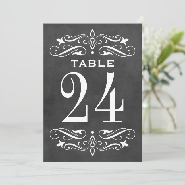 Invitation Vintage Black Chalkboard Mariage (Debout devant)