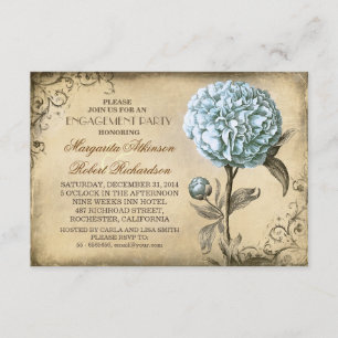 Invitation vintage bleu clair peony partie de fiançailles rus