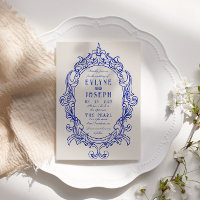 Vintage Bleu Victorien Baroque Ornement Mariage