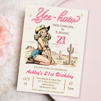 Vintage Blonde Yee-haw Cowgirl 21e anniversaire