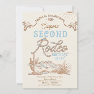 Invitation Vintage Blue Boys First Rodeo 2e anniversaire