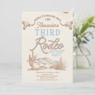 Invitation Vintage Blue Boys Premier Rodéo 3ème anniversaire