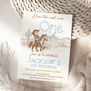 Invitation Vintage Blue Cowboy Comment l'Ouest a été un 1er A