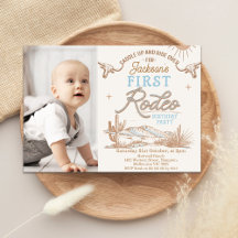 Vintage Blue Photo First Rodeo 1er anniversaire