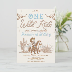 Invitation Vintage Blue Rodeo Boys Wild Année 1er anniversair