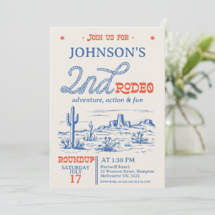 Invitation Vintage Blue Western Desert Rodeo 2e anniversaire